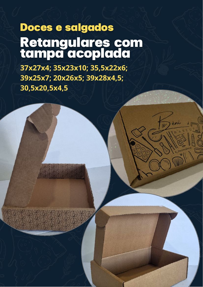 Caixas retangulares para doces e salgados